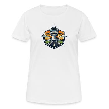 Flughafen Turm Sonnenuntergang - Frauen T-Shirt atmungsaktiv - Weiß - Vorne - AI Model Female 172 dark (172cm)