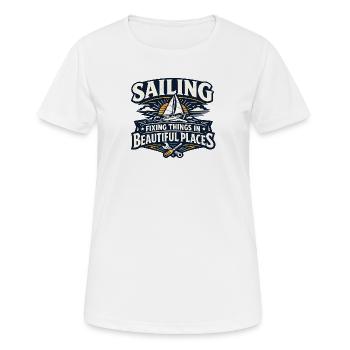 Segelreparaturen - Frauen T-Shirt atmungsaktiv - Weiß - Vorne - AI Model Female 172 dark (172cm)