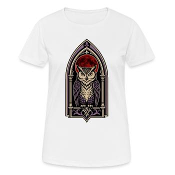 Gotische Eulen-Blutmond-Buntglasfenster - Frauen T-Shirt atmungsaktiv - Weiß - Vorne - AI Model Female 172 dark (172cm)
