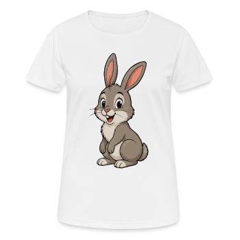 Fröhlicher Cartoonhase - Frauen T-Shirt atmungsaktiv - Weiß - Vorne - AI Model Female 172 dark (172cm)