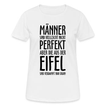 Die Männer aus der Eifel (Schwarz) - Frauen T-Shirt atmungsaktiv - Weiß - Vorne - AI Model Female 172 dark (172cm)