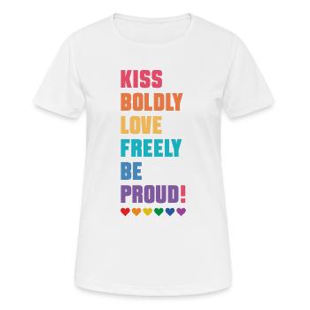 LGBTQ Pride Month - Kiss Boldly, Love Freely - Women's Breathable T-Shirt - white - Front - AI Model Female 172 dark (172cm)