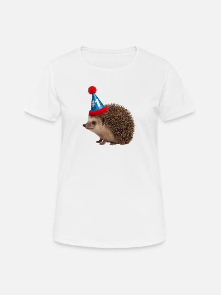 Festlicher Igel mit Partyhut - Frauen T-Shirt atmungsaktiv - Weiß