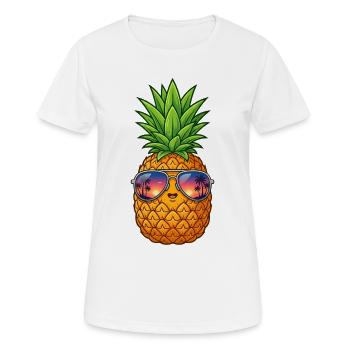 Ananas mit Sonnenbrillen und Palmen - Frauen T-Shirt atmungsaktiv - Weiß - Vorne - AI Model Female 172 dark (172cm)