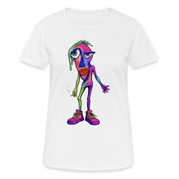 Personnage coloré et abstrait du fumeur - T-shirt respirant Femme - blanc - Devant - AI Model Female 172 dark (172cm)