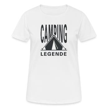 campinglegende - Frauen T-Shirt atmungsaktiv - Weiß - Vorne - AI Model Female 172 dark (172cm)