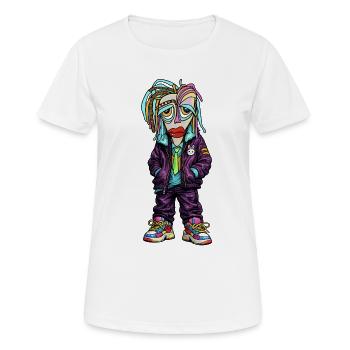 Personnage coloré de Street-Tron - T-shirt respirant Femme - blanc - Devant - AI Model Female 172 dark (172cm)
