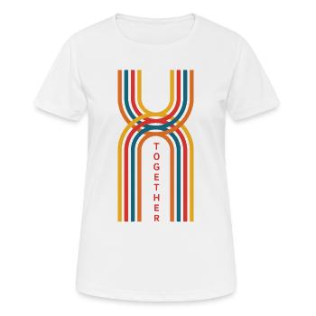 Ensemble - Rétro Rainbow Line - T-shirt respirant Femme - blanc - Devant - AI Model Female 172 dark (172cm)