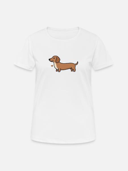 Dachshund Heart Illustration - Women's Breathable T-Shirt - white