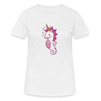 Fantaisie de licorne d’hippocampe - T-shirt respirant Femme - blanc - Devant - AI Model Female 172 dark (172cm)