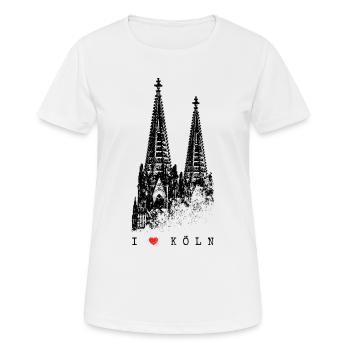 J’adore Cologne Cologne Skyline Cathédrale de Cologne Silhouette - T-shirt respirant Femme - blanc - Devant - AI Model Female 172 dark (172cm)