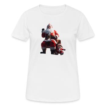 Santa on Bench with Baby Elf - Women's Breathable T-Shirt - white - Front - AI Model Female 172 dark (172cm)