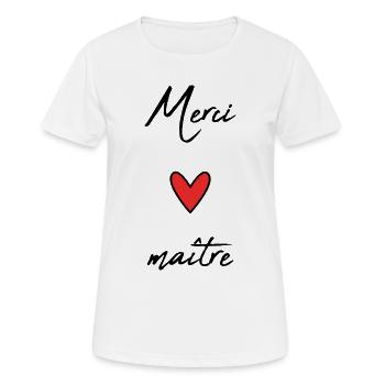 MEISTER. MEISTER. VIELEN DANK. DANKE, MEISTER. MEISTER. HERZ - Frauen T-Shirt atmungsaktiv - Weiß - Vorne - AI Model Female 172 dark (172cm)