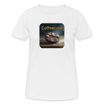 Coffeetime Grain de café avec fermeture éclair - T-shirt respirant Femme - blanc - Devant - AI Model Female 172 dark (172cm)