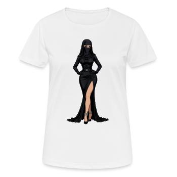 Schwarze Ninja-Eleganz - Frauen T-Shirt atmungsaktiv - Weiß - Vorne - AI Model Female 172 dark (172cm)