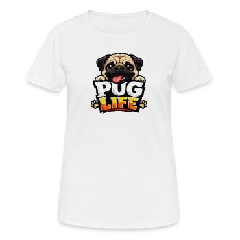 Pug Life Cartoon-Emblem - Frauen T-Shirt atmungsaktiv - Weiß - Vorne - AI Model Female 172 dark (172cm)