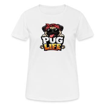 Pug Life Bandana Cool - Frauen T-Shirt atmungsaktiv - Weiß - Vorne - AI Model Female 172 dark (172cm)