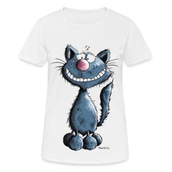 Smiling Cat - T-shirt respirant Femme - blanc - Devant - AI Model Female 172 dark (172cm)