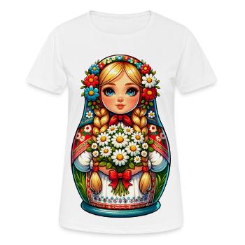 Matriochka en russe Matriochka Poupée Russe - T-shirt respirant Femme - blanc - Devant - AI Model Female 172 dark (172cm)