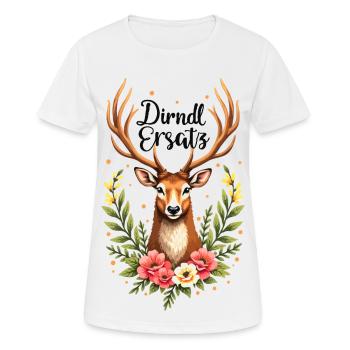 Dirndl Remplacement Cerf Costume Traditionnel Festival Folklorique Bavarois - T-shirt respirant Femme - blanc - Devant - AI Model Female 172 dark (172cm)