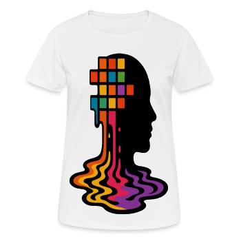 Regenbogen Pixel Schmelz Porträt - Frauen T-Shirt atmungsaktiv - Weiß - Vorne - AI Model Female 172 dark (172cm)