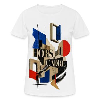Hors Cadre: Collage d'Architecture - T-shirt respirant Femme - blanc - Devant - AI Model Female 172 dark (172cm)