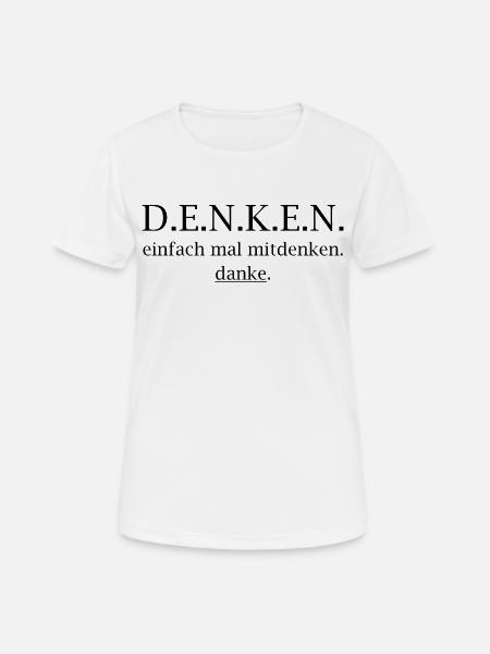 think! Just think along. thank you. - Women's Breathable T-Shirt - white