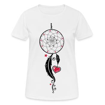 Dreamcatcher with heart and feathers, girlie style - Women's Breathable T-Shirt - white - Front - AI Model Female 172 dark (172cm)