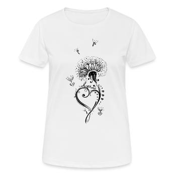 Löwenzahn Pusteblume mit Herz - Frauen T-Shirt atmungsaktiv - Weiß - Vorne - AI Model Female 172 dark (172cm)