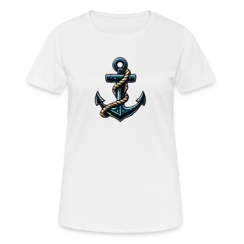 Anker in Petrol mit Seil - Frauen T-Shirt atmungsaktiv - Weiß - Vorne - AI Model Female 172 dark (172cm)