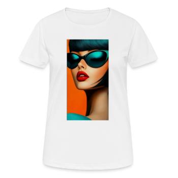 Futuristic Retro Glamour Look - Women's Breathable T-Shirt - white - Front - AI Model Female 172 dark (172cm)