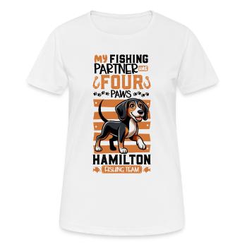 Fishing and Hanoverian Scent Hound - Women's Breathable T-Shirt - white - Front - AI Model Female 172 dark (172cm)