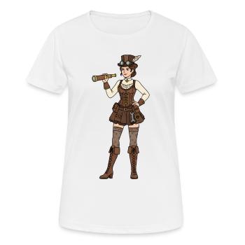 Steampunk Frau - Frauen T-Shirt atmungsaktiv - Weiß - Vorne - AI Model Female 172 dark (172cm)