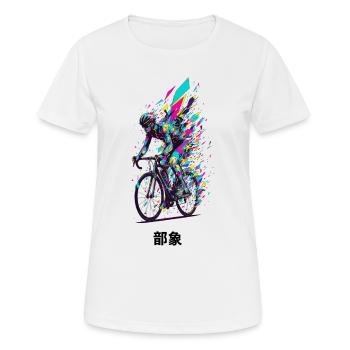 Art vif de la Bicycle Burst - T-shirt respirant Femme - blanc - Devant - AI Model Female 172 dark (172cm)