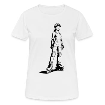 Inline-Skating - Frauen T-Shirt atmungsaktiv - Weiß - Vorne - AI Model Female 172 dark (172cm)