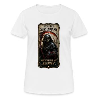 Sogar der Sensenmann drückt bei mir auf Respawn - Frauen T-Shirt atmungsaktiv - Weiß - Vorne - AI Model Female 172 dark (172cm)