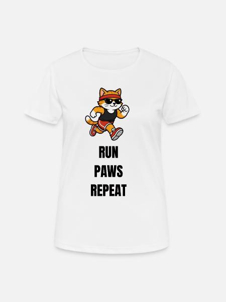 RUN_PAWS_REPEAT - T-shirt respirant Femme - blanc