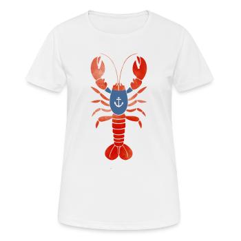 Homard avec chemise d’ancre – Design maritime - T-shirt respirant Femme - blanc - Devant - AI Model Female 172 dark (172cm)