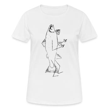 Saumon décontracté avec bras et jambes – Drôle - T-shirt respirant Femme - blanc - Devant - AI Model Female 172 dark (172cm)