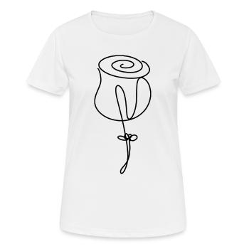 Fleur de rose minimaliste dessinée à la main - T-shirt respirant Femme - blanc - Devant - AI Model Female 172 dark (172cm)