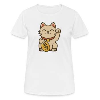 Pièce de fortune Maneki Neko - T-shirt respirant Femme - blanc - Devant - AI Model Female 172 dark (172cm)