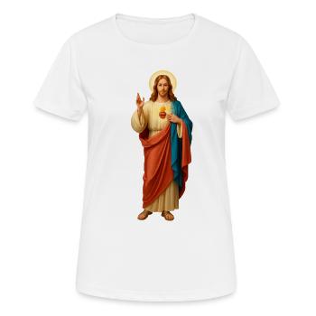 Jesus mit Brot Dreifarbige Gewänder - Frauen T-Shirt atmungsaktiv - Weiß - Vorne - AI Model Female 172 dark (172cm)