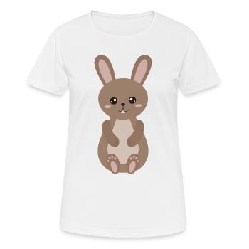 Charming Bunny Plush Illustration - Women's Breathable T-Shirt - white - Front - AI Model Female 172 dark (172cm)
