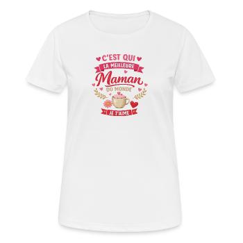 La Meilleure Maman du Monde – Je t'aime - T-shirt respirant Femme - blanc - Devant - AI Model Female 172 dark (172cm)