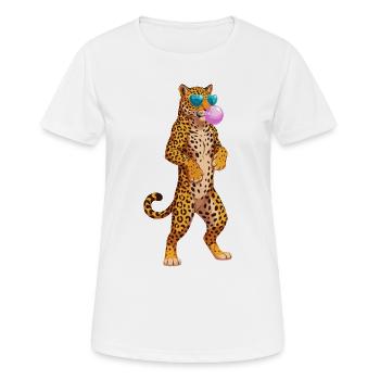Cooler Leopard Mit Sonnenbrille Und Kaugummi - Frauen T-Shirt atmungsaktiv - Weiß - Vorne - AI Model Female 172 dark (172cm)
