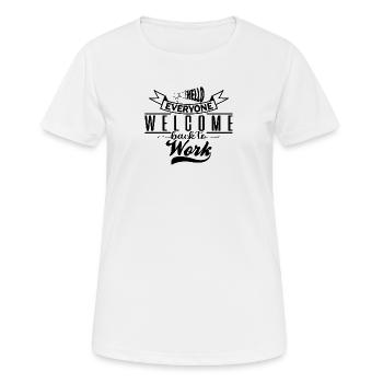 T-Shirt-Design mit dem Schriftzug „Zurück zur Arbeit“. - Frauen T-Shirt atmungsaktiv - Weiß - Vorne - AI Model Female 172 dark (172cm)