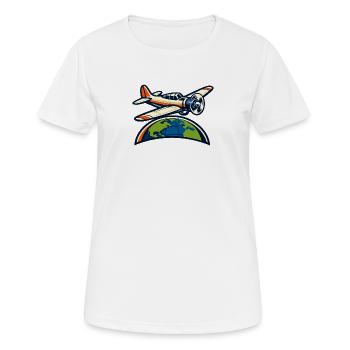 Weltflugzeug Symbolik - Frauen T-Shirt atmungsaktiv - Weiß - Vorne - AI Model Female 172 dark (172cm)