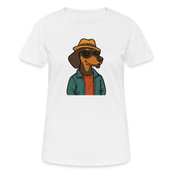 Cool dog in street style - Women's Breathable T-Shirt - white - Front - AI Model Female 172 dark (172cm)