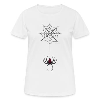 Gruselige Halloween-Spinne im Web 2 - Frauen T-Shirt atmungsaktiv - Weiß - Vorne - AI Model Female 172 dark (172cm)