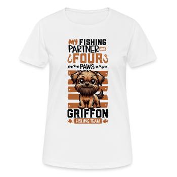 Pêche et Griffon Bruxellois - T-shirt respirant Femme - blanc - Devant - AI Model Female 172 dark (172cm)